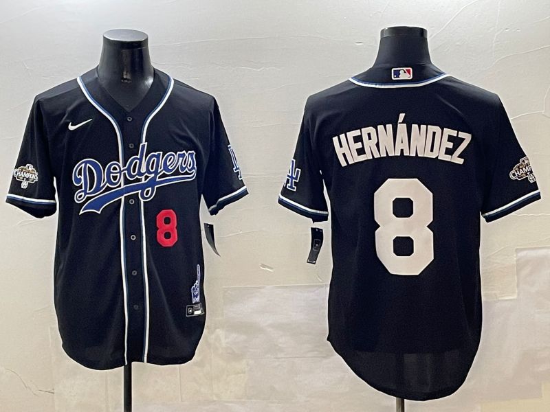 Men Los Angeles Dodgers 8 Hernandez Black Fashion Game 2025 Nike MLB Jersey style 306116